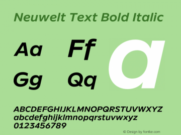 Neuwelt Text Bold Italic Version 1.00, build 19, g2.6.2 b1235, s3图片样张