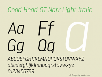 Good Head OT Narr Light Italic Version 7.60图片样张
