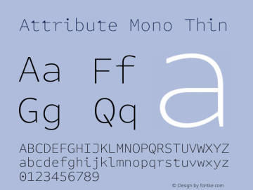 Attribute Mono Thin Version 7.601, build 1028, FoPs, FL 5.04图片样张
