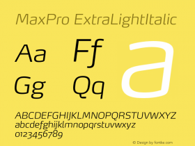 MaxPro-ExtraLightItalic Version 7.504; 2008图片样张