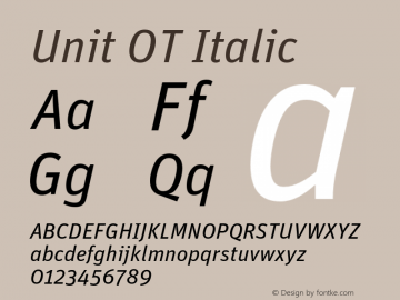 Unit OT Italic Version 7.600, build 1027, FoPs, FL 5.04图片样张