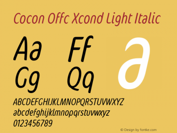 Cocon Offc Xcond Light Italic Version 7.504; 2009; Build 1003图片样张
