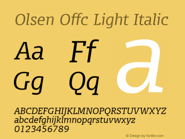 Olsen Offc Light Italic Version 7.504; 2010; Build 1002图片样张