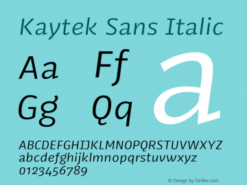 Kaytek Sans Italic Version 1.00, build 6, s3图片样张