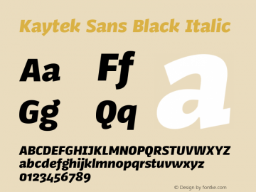 Kaytek Sans Black Italic Version 1.00, build 6, s3图片样张