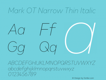 Mark OT Narrow Thin Italic Version 7.60图片样张