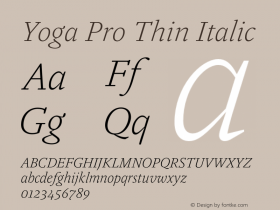 Yoga Pro Thin Italic Version 7.600, build 1028, FoPs, FL 5.04图片样张