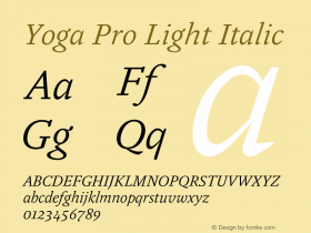 Yoga Pro Light Italic Version 7.600, build 1028, FoPs, FL 5.04图片样张