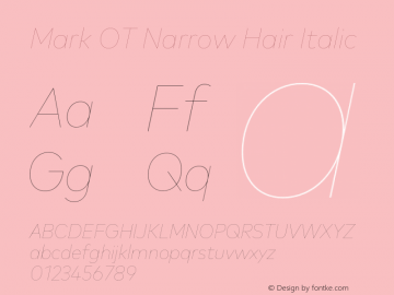 Mark OT Narrow Hairline Italic Version 7.60图片样张