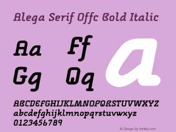 Alega Serif Offc Bold Italic Version 7.504; 2009; Build 1020图片样张