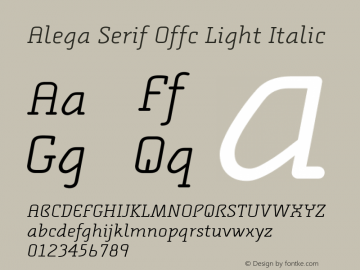 Alega Serif Offc Light Italic Version 7.504; 2009; Build 1020图片样张