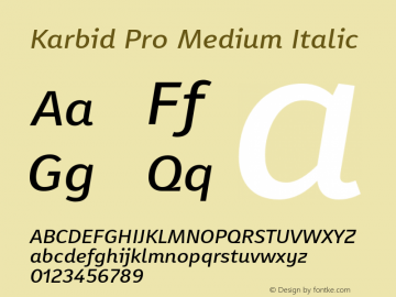 Karbid Pro Medium Italic Version 7.60图片样张