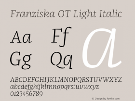 FranziskaOT-LightItalic Version 7.504; 2014; Build 1021图片样张