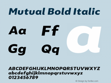 Mutual Bold Italic Version 1.00图片样张