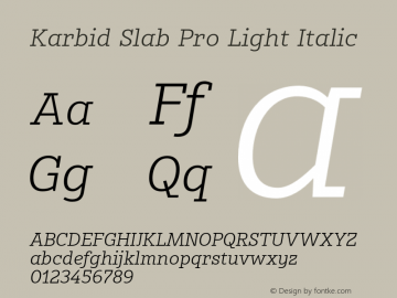 Karbid Slab Pro Light Italic Version 7.60图片样张