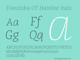 FranziskaOT-HairlineItalic Version 7.504; 2014; Build 1022图片样张