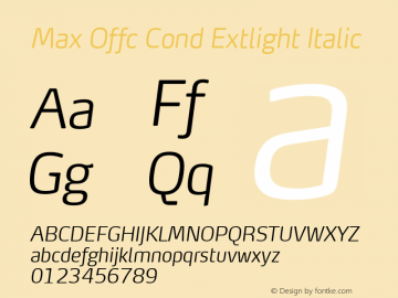 Max Offc Cond Extlight Italic Version 7.504; 2014; Build 1021图片样张