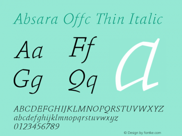Absara Offc Thin Italic Version 7.504; 2012; Build 1024图片样张