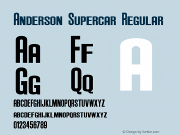 Anderson Supercar Regular 3.1 August 10, 2005 Font Sample