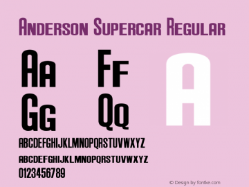 Anderson Supercar Regular 3.1 August 10, 2005 Font Sample