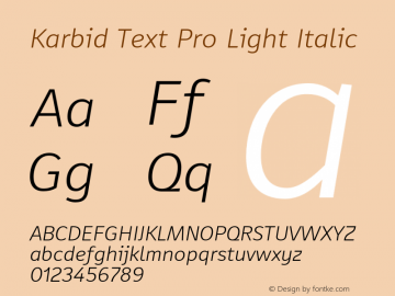 Karbid Text Pro Light Italic Version 7.60图片样张