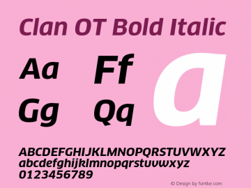 Clan OT Bold Italic Version 7.600, build 1030, FoPs, FL 5.04图片样张