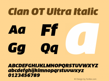 Clan OT Ultra Italic Version 7.600, build 1030, FoPs, FL 5.04图片样张