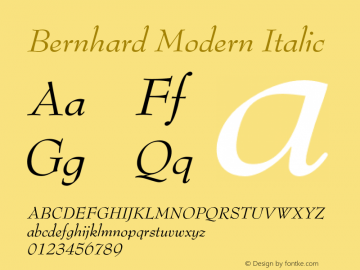 Bernhard Modern Italic 001.000图片样张