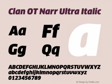 Clan OT Narr Ultra Italic Version 7.600, build 1030, FoPs, FL 5.04图片样张