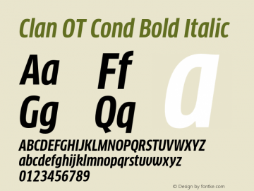 Clan OT Cond Bold Italic Version 7.600, build 1030, FoPs, FL 5.04图片样张