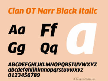 Clan OT Narr Black Italic Version 7.600, build 1030, FoPs, FL 5.04图片样张