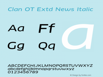 Clan OT Extd News Italic Version 7.600, build 1030, FoPs, FL 5.04图片样张