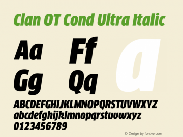 Clan OT Cond Ultra Italic Version 7.600, build 1030, FoPs, FL 5.04图片样张