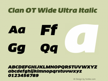 Clan OT Wide Ultra Italic Version 7.600, build 1030, FoPs, FL 5.04图片样张