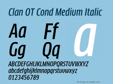 Clan OT Cond Medium Italic Version 7.600, build 1030, FoPs, FL 5.04图片样张