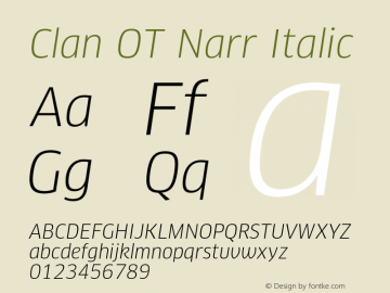 Clan OT Narr Italic Version 7.600, build 1030, FoPs, FL 5.04图片样张