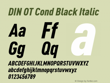 DIN OT Cond Black Italic Version 7.601, build 1030, FoPs, FL 5.04图片样张