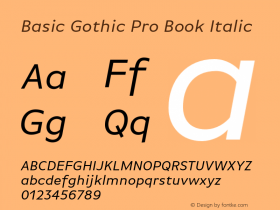 BasicGothicPro-BookItalic Version 7.504; 2010; Build 1002图片样张