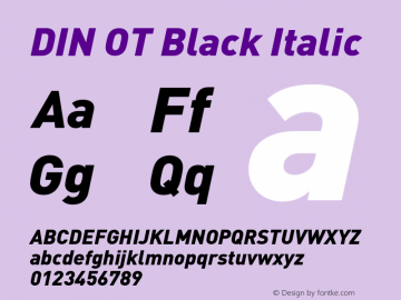 DIN OT Black Italic Version 7.601, build 1030, FoPs, FL 5.04图片样张