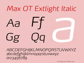 MaxOT-ExtlightItalic Version 7.504; 2008; Build 1027图片样张