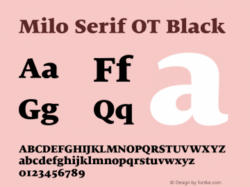 Milo Serif OT Black Version 7.600, build 1028, FoPs, FL 5.04图片样张