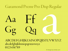 Garamond Premr Pro Disp Regular Version 1.014;PS 001.000;Core 1.0.38;makeotf.lib1.6.6565图片样张