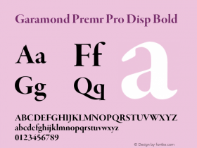 Garamond Premr Pro Disp Bold Version 1.014;PS 001.000;Core 1.0.38;makeotf.lib1.6.6565图片样张