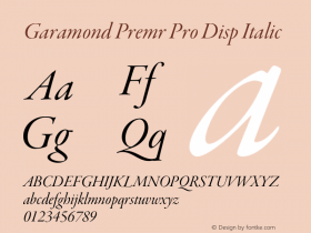 Garamond Premr Pro Disp Italic Version 1.014;PS 001.000;Core 1.0.38;makeotf.lib1.6.6565图片样张