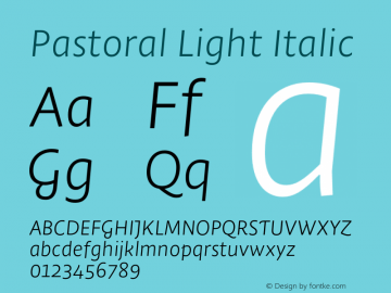 Pastoral Light Italic Version 1.00图片样张