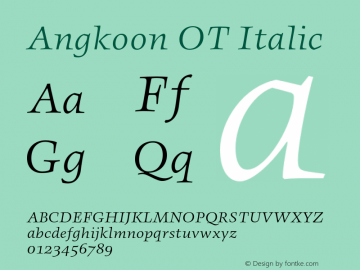 AngkoonOT-Italic Version 7.504; 2010; Build 1003图片样张