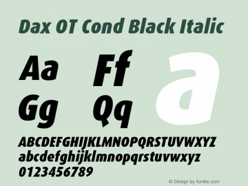 Dax OT Cond Black Italic Version 7.504; 2006; Build 1022图片样张
