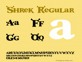 Shrek Regular Macromedia Fontographer 4.1 30/08/2005 Font Sample