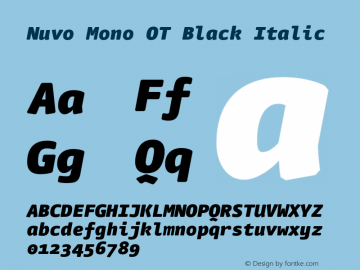 NuvoMonoOT-BlackItalic Version 7.504; 2011; Build 1020图片样张