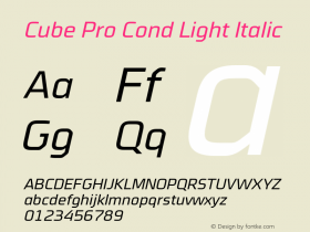 CubePro-CondLightItalic Version 7.504; 2012; Build 1021图片样张